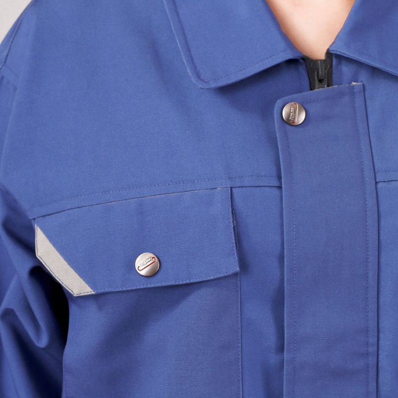 精纺涤棉长袖拉链工装工作服 工地工服定做 天蓝色员工长袖工作服